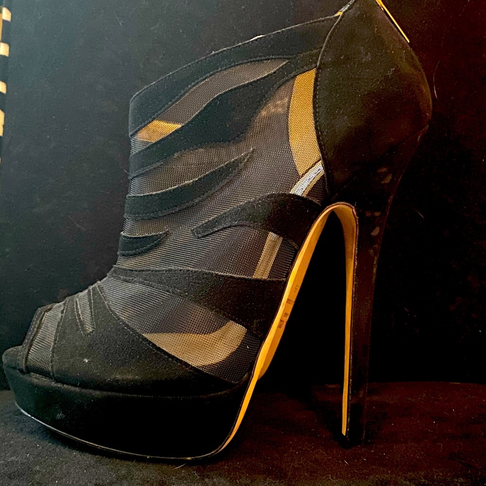 Black suede zebra stripped Jimmy Choo booties